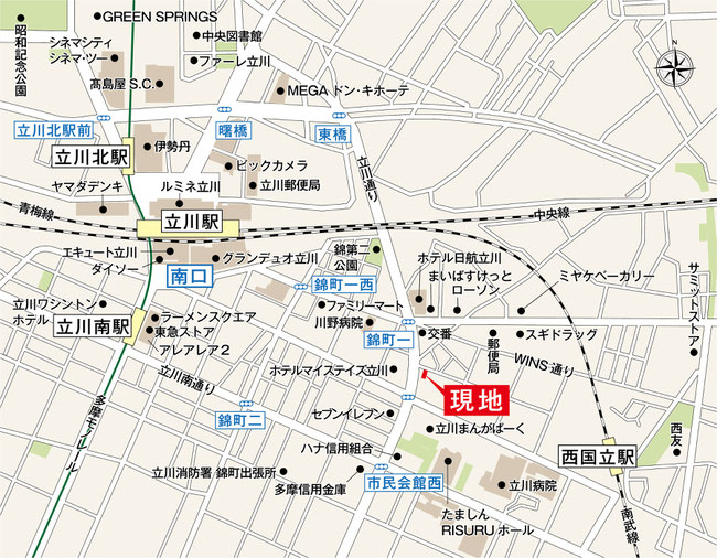 パルゼ立川錦町のアクセスマップ