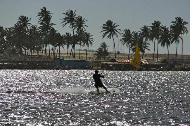 Kiting at the Cauipe Lagoon near Cumbuco