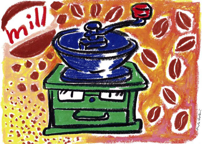 手回し式ミル クラシカルタイプ 茶谷順子 コーヒーイラスト