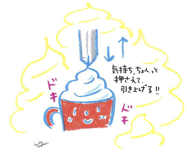 茶谷順子 コーヒーブログ ホイップクリームの巻き方 コーヒーイラスト