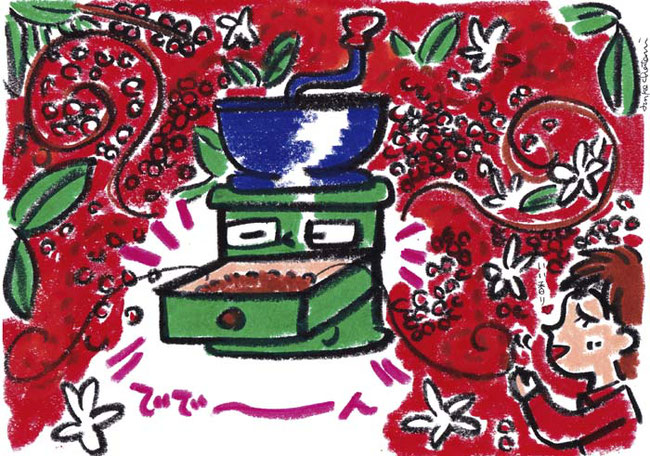 手回し式ミル 茶谷順子 コーヒーイラスト