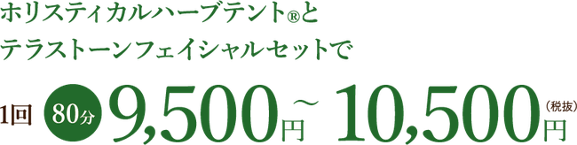 ホリスティカルハーブテント®︎と テラストーンフェイシャルセットで1回80分9,500円～10,500円（税抜）