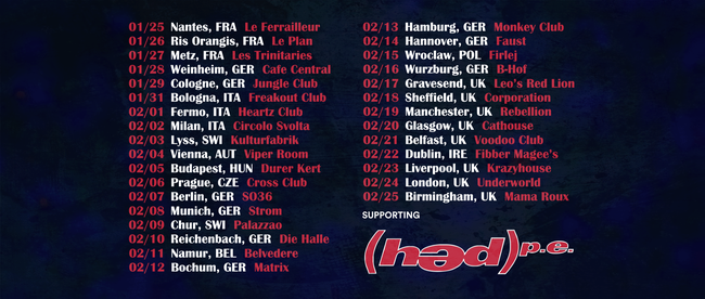 Canadian nerd rockers DOUBLE EXPERIENCE performing these tour dates in Italy supporting HED P.E