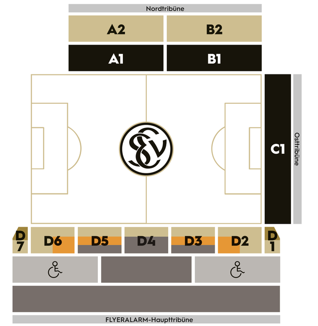 Stadionplan Sitzplan Blockplan ursapharm Arena An der Kaiserlinde SV Elversberg