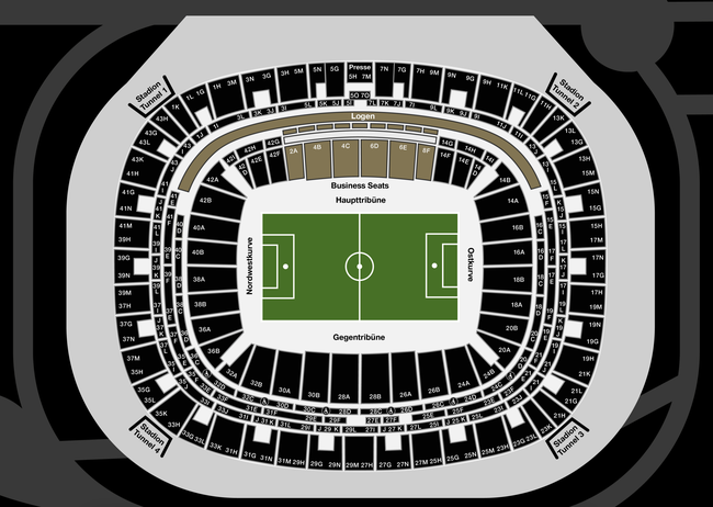 Deutsche Bank Park Eintracht Frankfurt Stadionplan / Sitzplan (Quelle: https://media.eintracht.de/image/upload/v1608026420/saalplan_deutsche_bank_park_spielfeld-c96a.pdf)