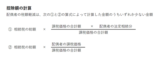 配偶者の税額軽減の控除の計算