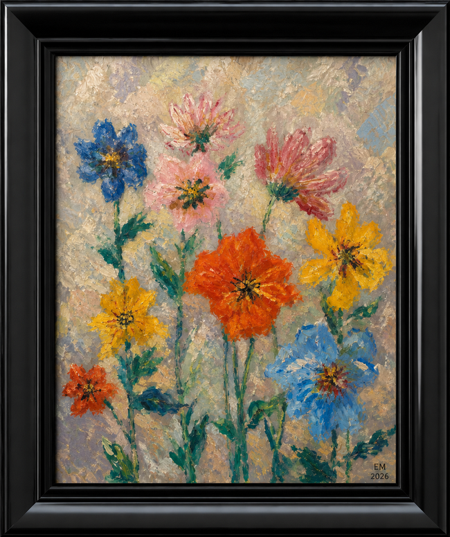 Lebendige Blumenwiese in Impressionismus