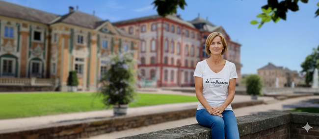 Lady sitzend im Schlossgarten. (c) DM
