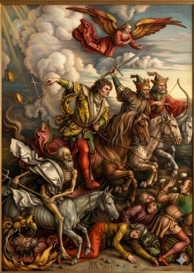 Dürer - Die vier apokalyptischen Reiter (leicht aufgehellt)