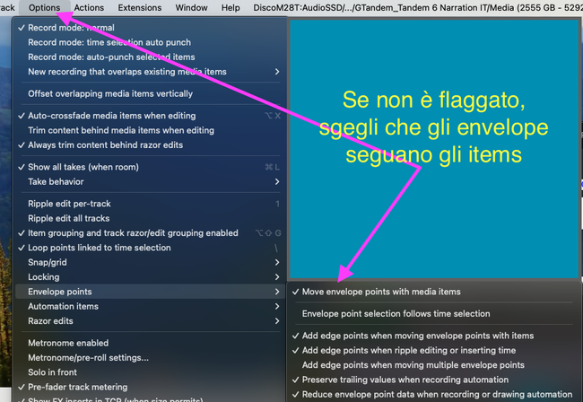 Envelope che seguono gli items