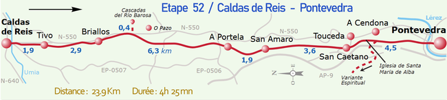 Carte de Caldas de Reis à Pontevedra