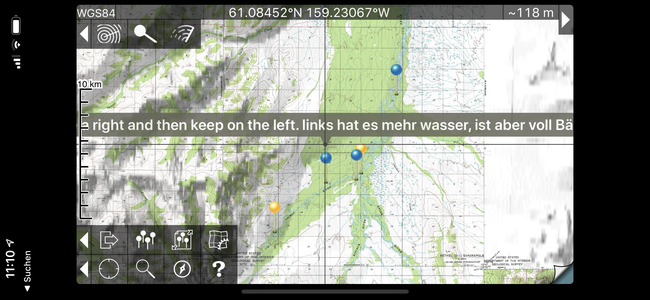 Aniak Wegpunkte / App: Topo Maps