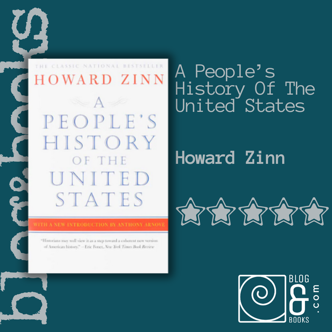 Book cover of A People's History of the United States by Howard Zinn on the blogandboks background with 5 stars