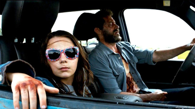 Dafne Keen & Hugh Jackman in Logan