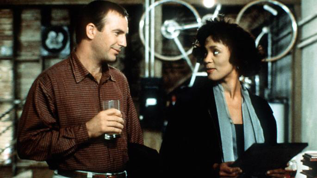 Kevin Costner & Whitney Houston in The Bodyguard