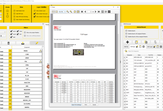 SMALLSMT PNPCreator Print preview