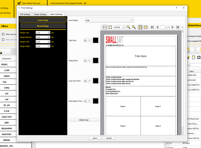 SMALLSMT PNPCreator Report settings