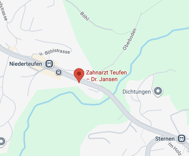Karte mit Standort der Zahnarztpraxis Dr. Jansen in Teufen