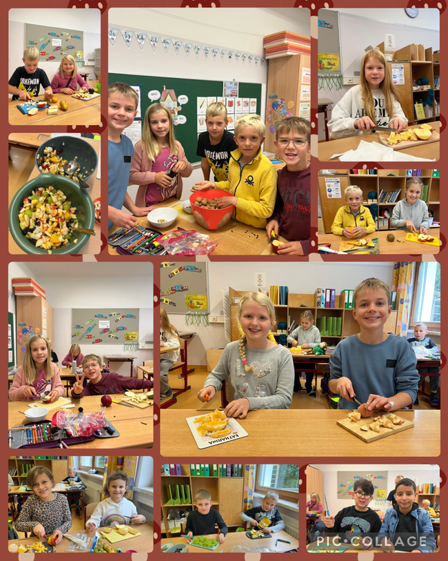 Die Kinder der 3a bereiteten einen Obstsalat zu.