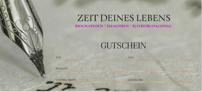 Gutschein für Kurs Kreatives Schreiben von Biographien