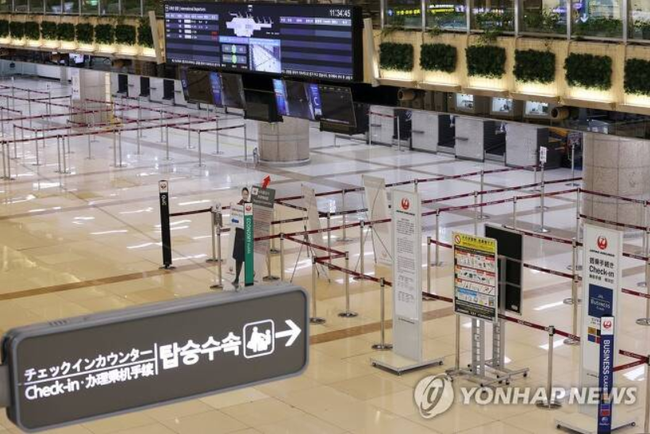 もの寂しい金浦空港国際線ターミナル。10日、ソウル江西区金浦国際空港国際線ターミナルが新型コロナウイルス（コロナ19）による日本入国制限の影響で閑散としている様子。[聯合ニュース資料写真]