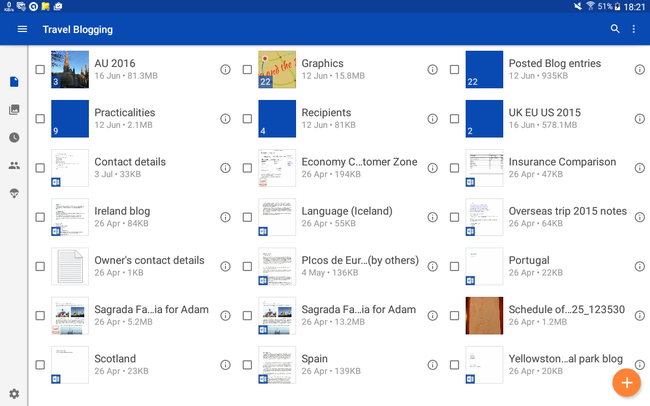 OneDrive app interface on my Android tablet