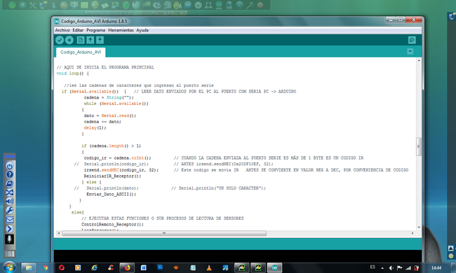 PARTE DEL CÓDIGO EN ARDUINO QUE PERMITE EL MONITOREO Y CONTROL DE DISPOSITIVOS Y SENSORES