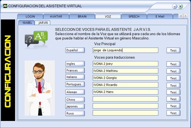 VENTANA PARA CONFIGURAR O AGREGAR VOCES PARA J.A.R.V.I.S.
