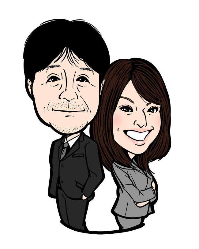 吉田栄作と内山理名の似顔絵