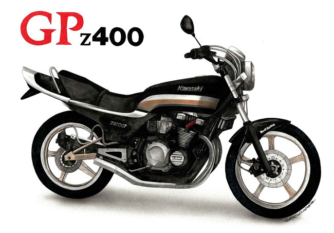 カワサキZ400GPのイラスト絵