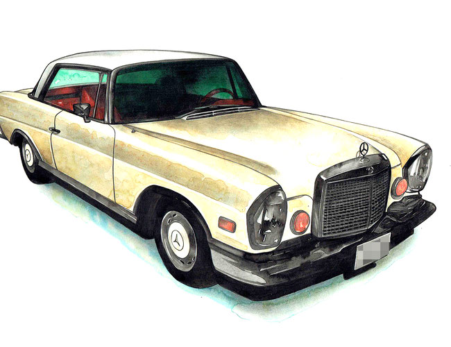 Mercedes Benz 280c - プロイラストレーターがオーダー制作します