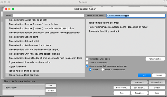 Creare una custom action in reaper