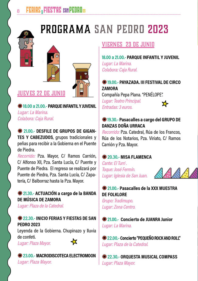 Feria y Fiestas de San Pedro en Zamora Programa