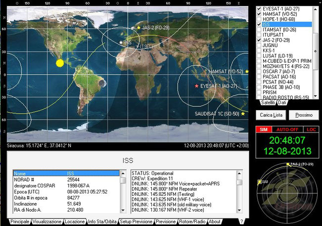ISS in collegamento il 12-08-13 alle 20,47 ora locale.