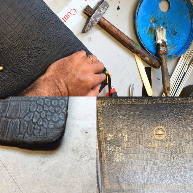 Leather album foto restoration, war 1918