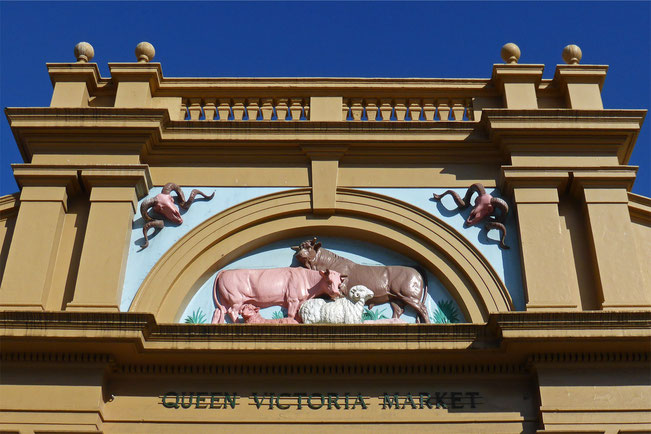 Grand façade at the Queen Victoria Markets entrance