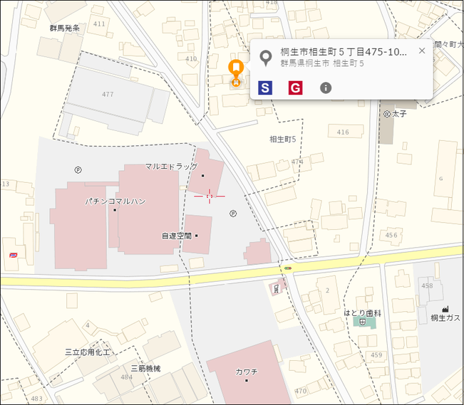 中古戸建　桐生市相生町5-475-10　地図