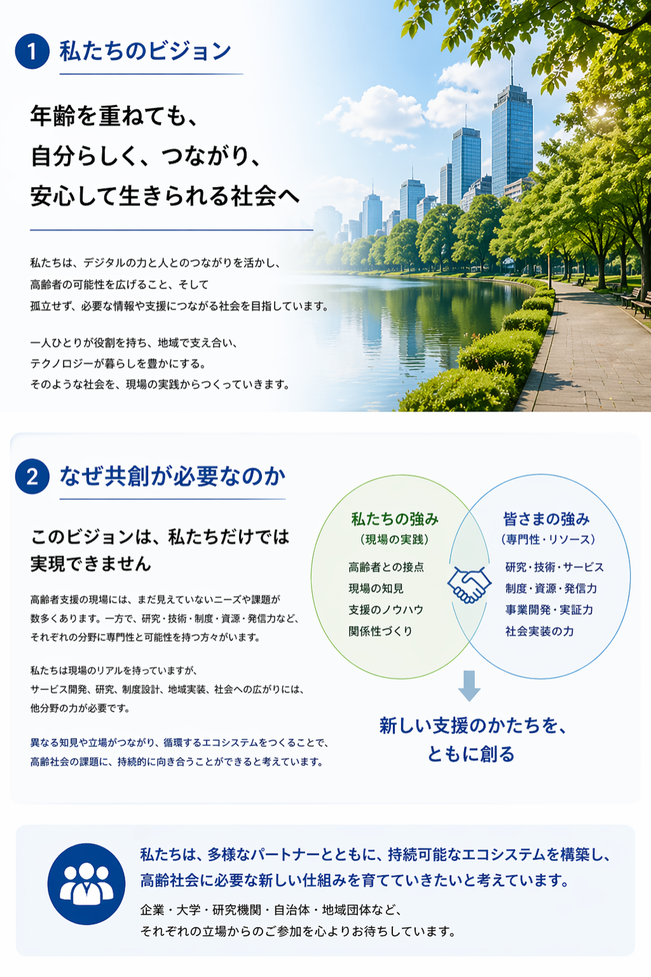 高齢者支援のビジョンとつながりのある社会を表した図