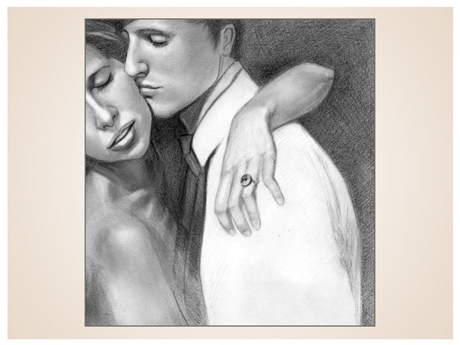Aktzeichnung handgemalt nach Foto-Vorlage ...