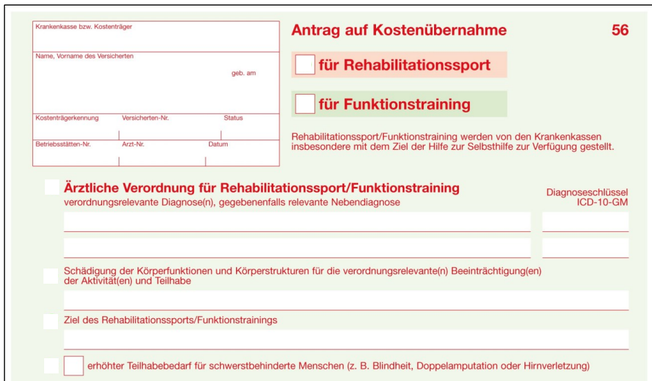 Beispiel einer Verordnung zum Herzsport, Formular 56