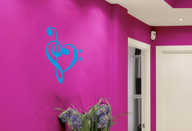 Clef Heart vinyl wall art sticker from www.wallartcompany.co.uk