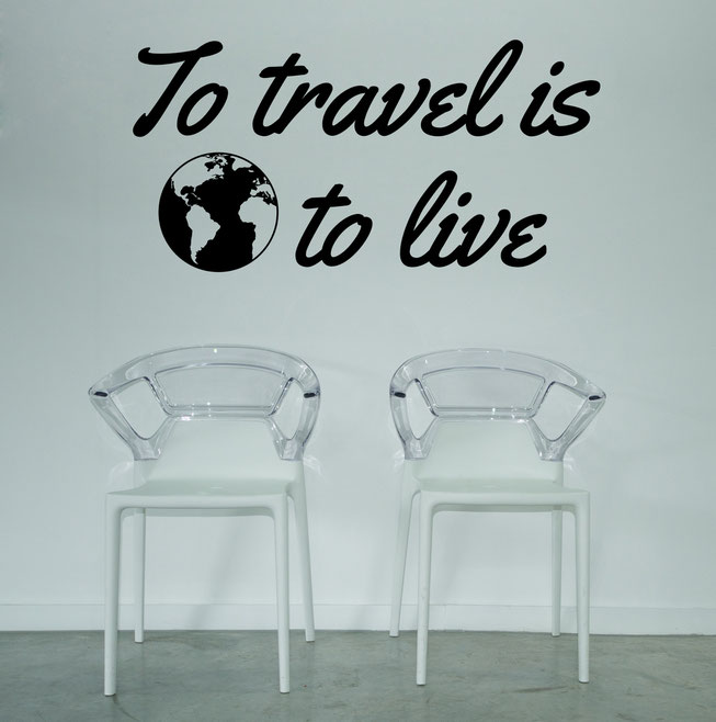 To travel is to live vinyl wall art quote with golbe from www.wallartcompany.co.uk