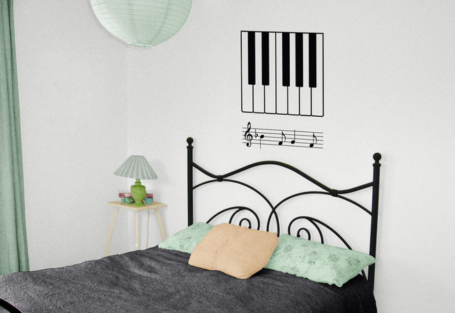 Piano Octave and notes vinyl wall art decal for a music themed home decorating. DIY sticker is from www.wallartcompany.co.uk