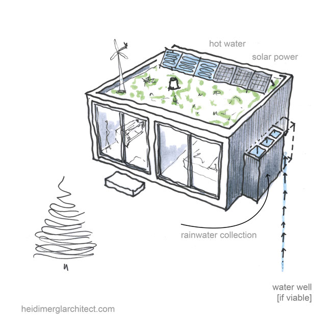 Off Grid Small Footprint Home Design by Heidi Mergl Architect