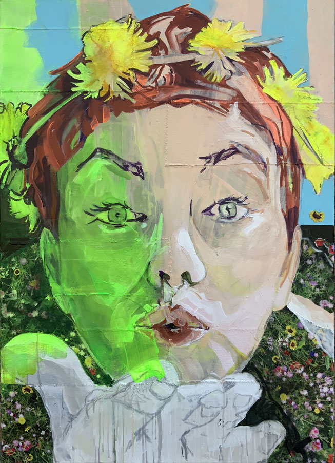 Flower Power 16: Spring Wipes, 1,40 metre by 1 metre, acrylic on canvas, 2025