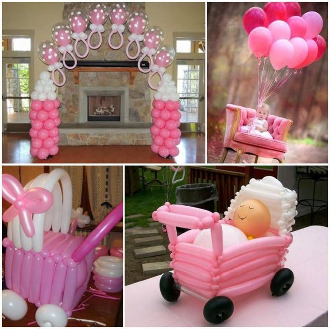 adornos con globos para baby shower