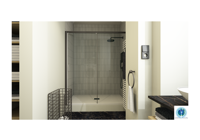 Rénovation salle de bain Agencement et Conception; Proposition par une 3D en photo réaliste; propositions de matériaux, couleurs, mobiliers et luminaires; Tours 37, Isabelle Mourcely, décoratrice UFDI, Coaching déco, conseil en décoration Tours-Chinon
