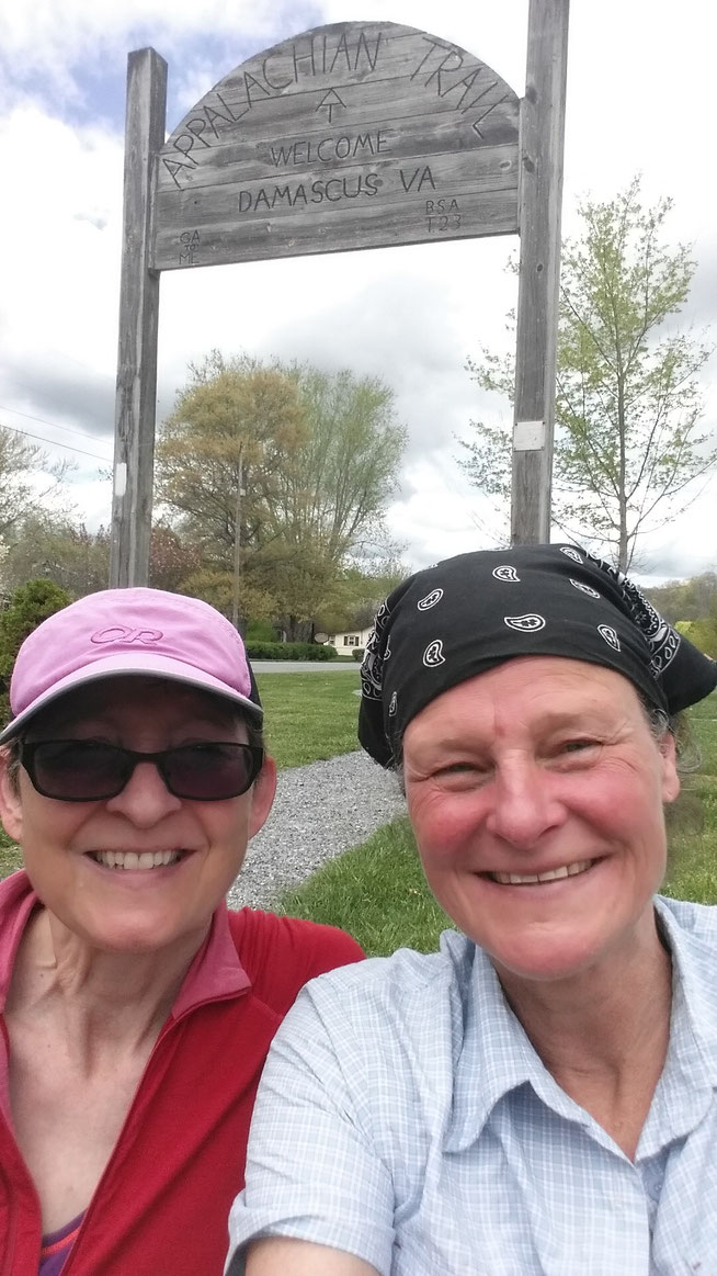 We have made it to Damascus!!! Mile 469.3/754.4km. The sun is out and it is a perfect day! Two zero days coming up. Rest for weary feet, knees, shoulders, backs and arms. Back on the trail Monday.