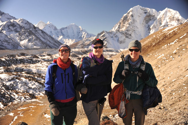 2011 Tanya, Nynke and Liesha on the way to Everest Base Camp.