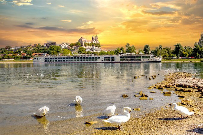 Flusskreuzfahrtschiff in Breisach am Rhein 2026 